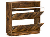 Shoe Cabinet HOORN 78 x 24 x 100 cm Engineered Wood Smoked Oak 897320