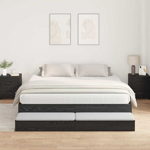 Storage Bed Frame with Drawer Black oak 236.5 x 200 x 31.5 cm 3335622