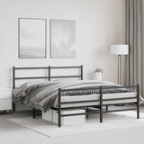 Metal Bed Frame without Mattress with Footboard Black 150x200cm 355385