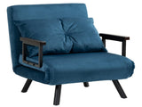 4-in-1 Velvet-Feel Single Chair Bed, with Pillow - Navy Blue T3398P343627