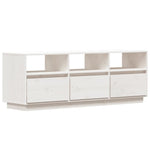 TV Cabinet White 140x37x50 cm Solid Wood Pine 813431