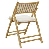 6 Piece Folding Bistro Chairs with Cream White Cushions Bamboo 3208924