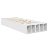 Bed Frame with Shelf Manual White 75 x 190 cm Engineered Wood 3408417