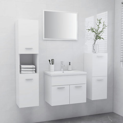 ZNTS Bathroom Furniture Set White Engineered Wood 3071090