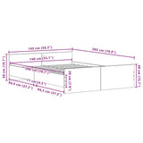 Bed Frame without Mattress Black Oak 140x200 cm Engineered Wood 3329319