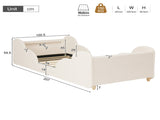 Toddler Bed 3ft Single with LED Headboard Light, Upholstered Kids Bed with Safety N606P434422W