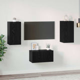 TV Cabinet Set Wall-mounted 3 pcs Black Oak Engineered Wood 3393169