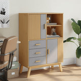 Highboard OLDEN Grey and Brown 85x43x125 cm Solid Wood Pine 358616