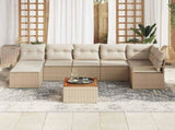 Garden Sofa Set with Cushion 8 pcs Beige Poly Rattan 3347736