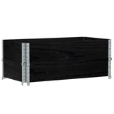 Pallet Collars 2 pcs Black 100x50 cm Solid Wood Pine 4010283