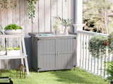 Wooden Garden Shed, Garden Tool Storage Shed Hinged Roof and Shelf, Outdoor Storage Cabinet T3398P325225