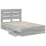 Bed Frame with Drawer Grey Sonoma 120 x 200 cm Engineer Wood 3411847
