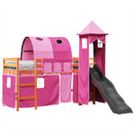 Kids' Loft Bed with Tower Pink 80x200 cm Solid Wood Pine 3309154