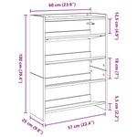 ZNTS Shoe Rack Smoked Oak 60x25x81 cm Engineered Wood 859882