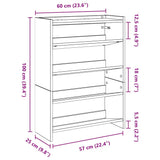 ZNTS Shoe Rack Smoked Oak 60x25x81 cm Engineered Wood 859882