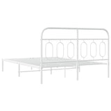Metal Bed Frame without Mattress with Headboard White 140x190cm 377166