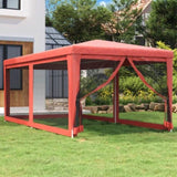 Party Tent with 6 Mesh Sidewalls Red 3x6 m HDPE 319240