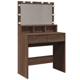 Dressing Table with LED Brown Oak 80x41x134.5 cm 848191