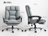 155&deg Reclining Faux Leather Swivel Office Chair -Gray T3398P424999