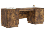 Desk with Shelf Smoked Oak 142.5 x 50 x 75 cm Engineered Wood 3414626