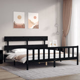 Bed Frame without Mattress Black 200x200 cm Solid Wood Pine 3193295