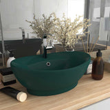Luxury Basin Overflow Oval Matt Dark Green 58.5x39 cm Ceramic 146937