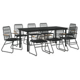 9 Piece Garden Dining Set Black PVC Rattan 3060278