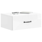 Wall-Mounted Bedside Cabinet with Drawer 2 pcs High Gloss White 898964