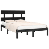 Bed Frame without Mattress Black 200x200 cm Solid Wood 3104697