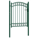 ZNTS Fence Gate with Arched Top Steel 100x125 cm Green 146364