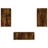 4 Piece TV Wall Units with LED Smoked Oak Engineered Wood 3216822