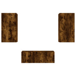 ZNTS 4 Piece TV Wall Units with LED Smoked Oak Engineered Wood 3216822