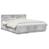 Bed Frame Concrete Grey 200 x 200 cm Engineered Wood 3408043