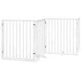 Dog Gate with Door Foldable 12 Panels White 960 cm Poplar Wood 3155568