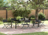 Garden Dining Set Folding 7 pcs Black Powder-Coated Steel 3379378