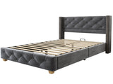 Upholstered bed,Single Bed-3ft ,With slatted frame and headboard, Button Rivet N606P243925G