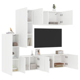 5 Piece TV Wall Units White Engineered Wood 3216489