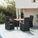 ZNTS 5 Piece Garden Dining Set Black Poly Rattan&Solid Wood Acacia 3157634