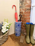 White With Blue Floral Print Umbrella Stand MB040