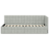 Corner Bed Frame Light Grey 80 cm x 200 cm Velvet 42016368
