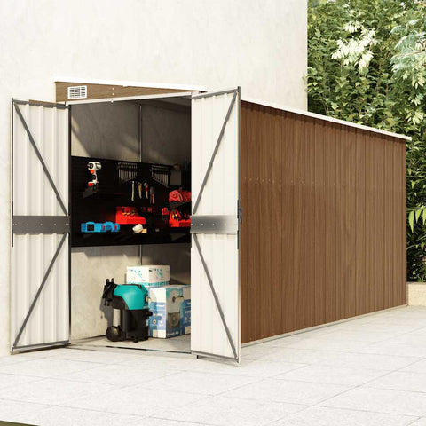 Wall-mounted Garden Shed Brown 118x382x178 cm Galvanised Steel 316232
