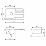 Granite Kitchen Sink Single Basin with Drainer Reversible White 141671