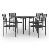 Dining Set Black Glass Medium Durable Garden Dining Set 3060262