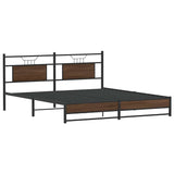 Metal Bed Frame without Mattress Brown Oak 183x213 cm 3325132
