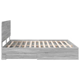 Bed Frame with Drawer Grey Sonoma 200 x 200 cm Engineered Wood 3412747