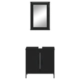 ZNTS 2 Piece Bathroom Furniture Set Black Engineered Wood 3214780