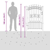 Fence Gate with Spear Top with Lock Grey 103 x 150 cm Steel 42009040
