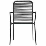Dining Set Black Cotton Rope, Powder-Coated Steel, Tempered Glass 48570