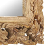 Hand Carved Mirror Brown 50x50 cm Solid Mango Wood 321638