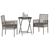 Garden Bistro Set 3 pcs Grey Poly rattan 3334964